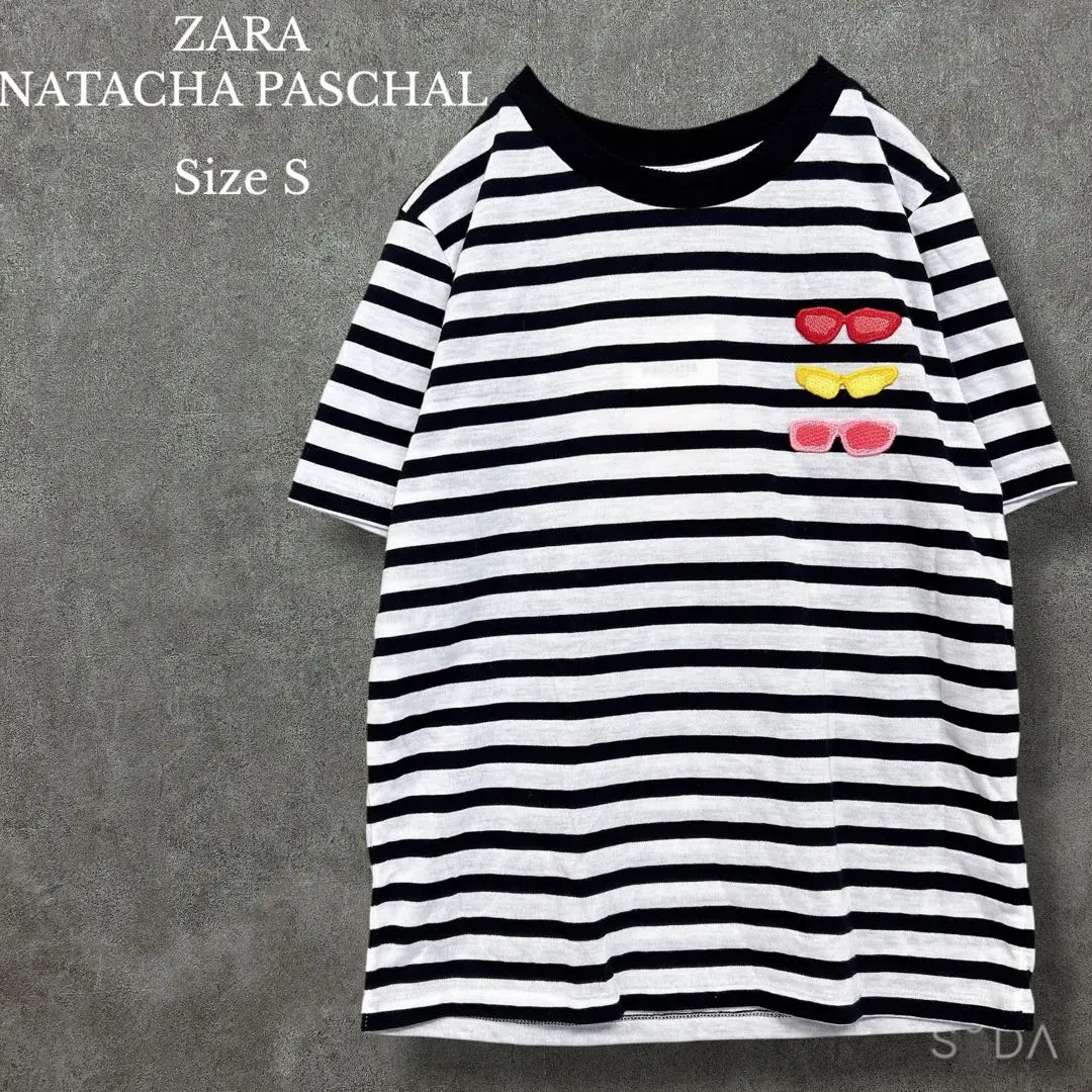 【新品】限定コラボ ザラ×ナターシャパシャール【S】ボーダー Tシャツ 刺繍