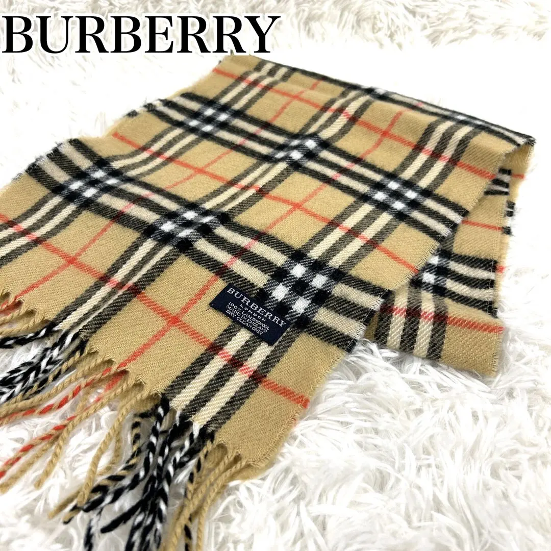 バーバリー ノバチェック マフラー ウール100% 大人気 キャメル色