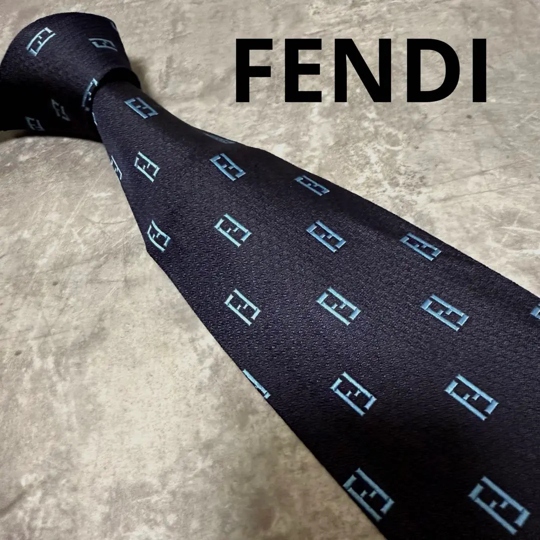 【✨美品✨】FENDI フェンディ ネクタイ ズッカ柄 ネイビー FF柄 高級
