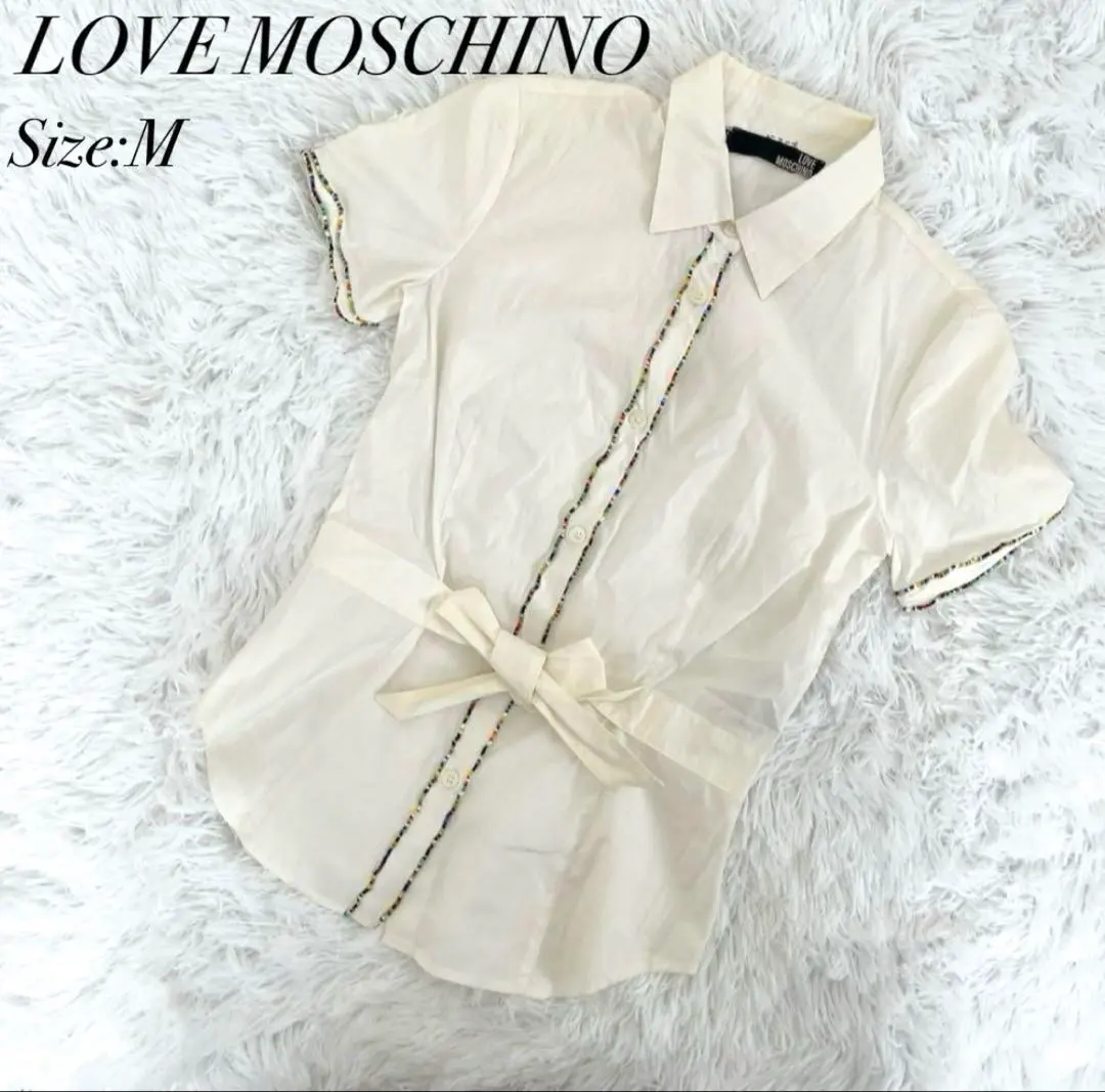 【訳あり】ラブモスキーノ ブラウス 半袖 M 白 半袖シャツ レディース
