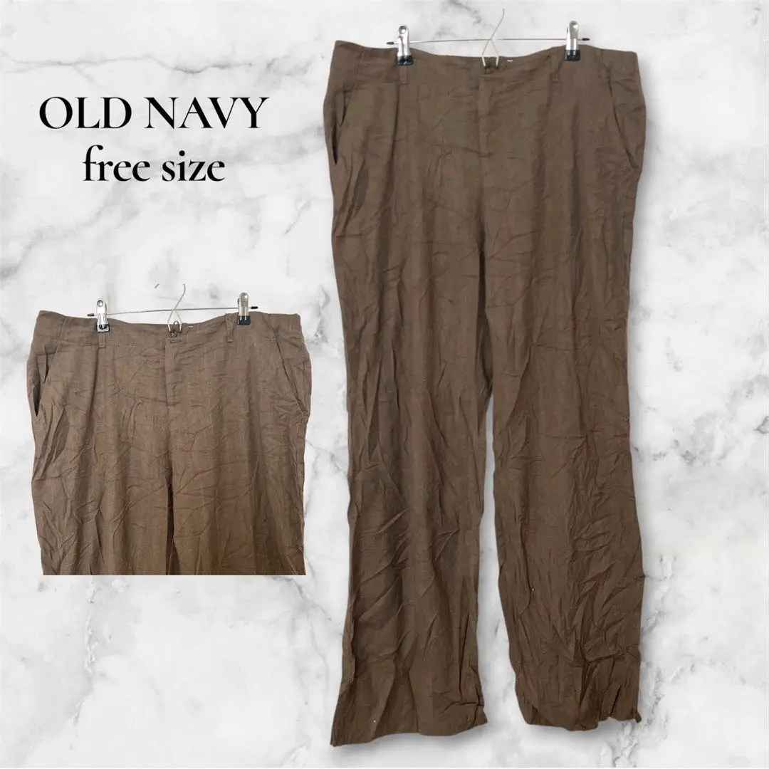 値引き◎OLD NAVY【free】ストレッチブラウンパンツ ボーダー ゆったり
