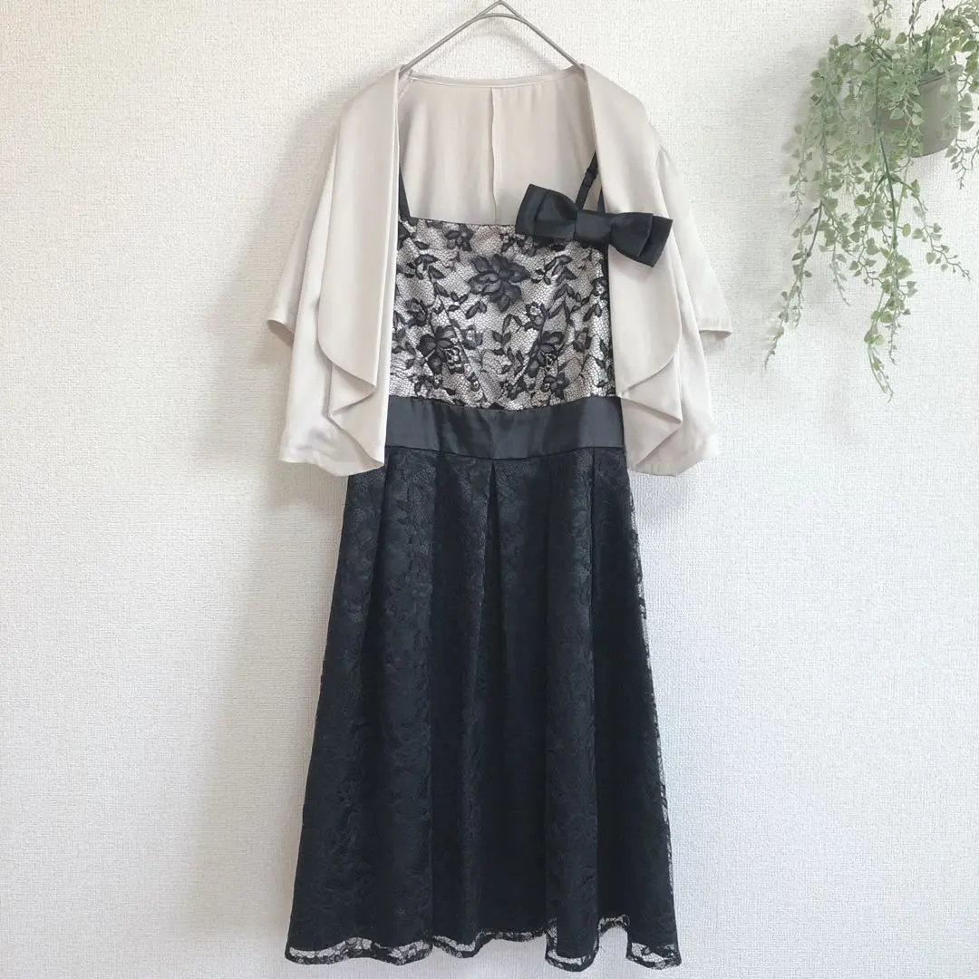 クイーンクラレット ボレロ＆キャミソールワンピース パーティードレス フレア 黒