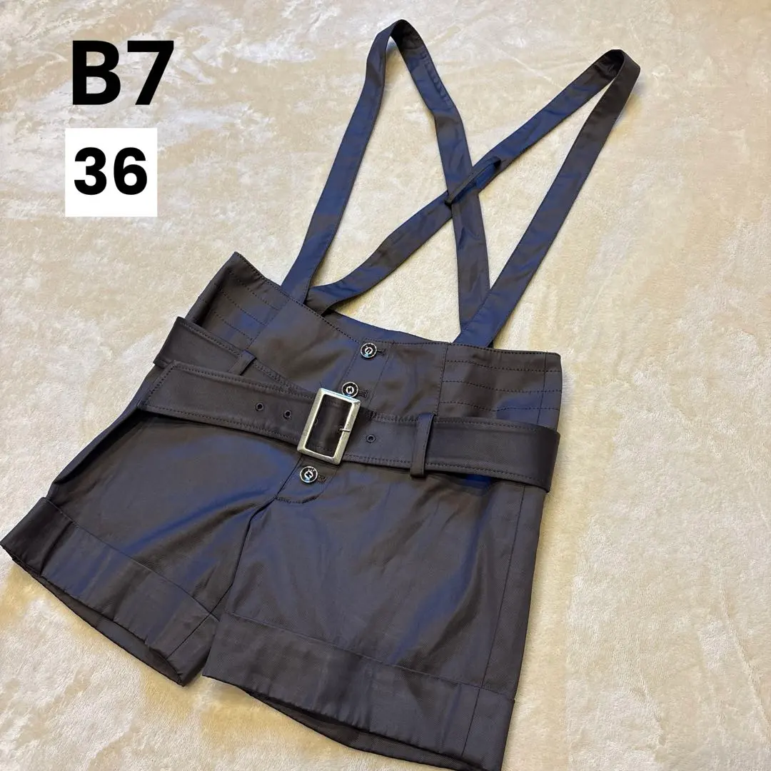 極美品❣️B7 ベーセッツ　サロペット　ショートパンツ　36/S ダークブラウン
