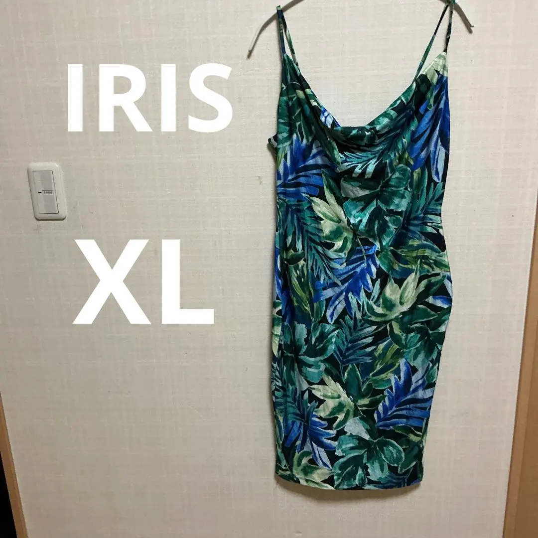 IRIS トロピカル柄 ノースリーブミニワンピース XL