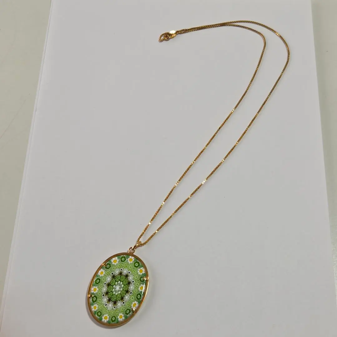 ベネチアングラス トンボ玉 K18GP ペンダント