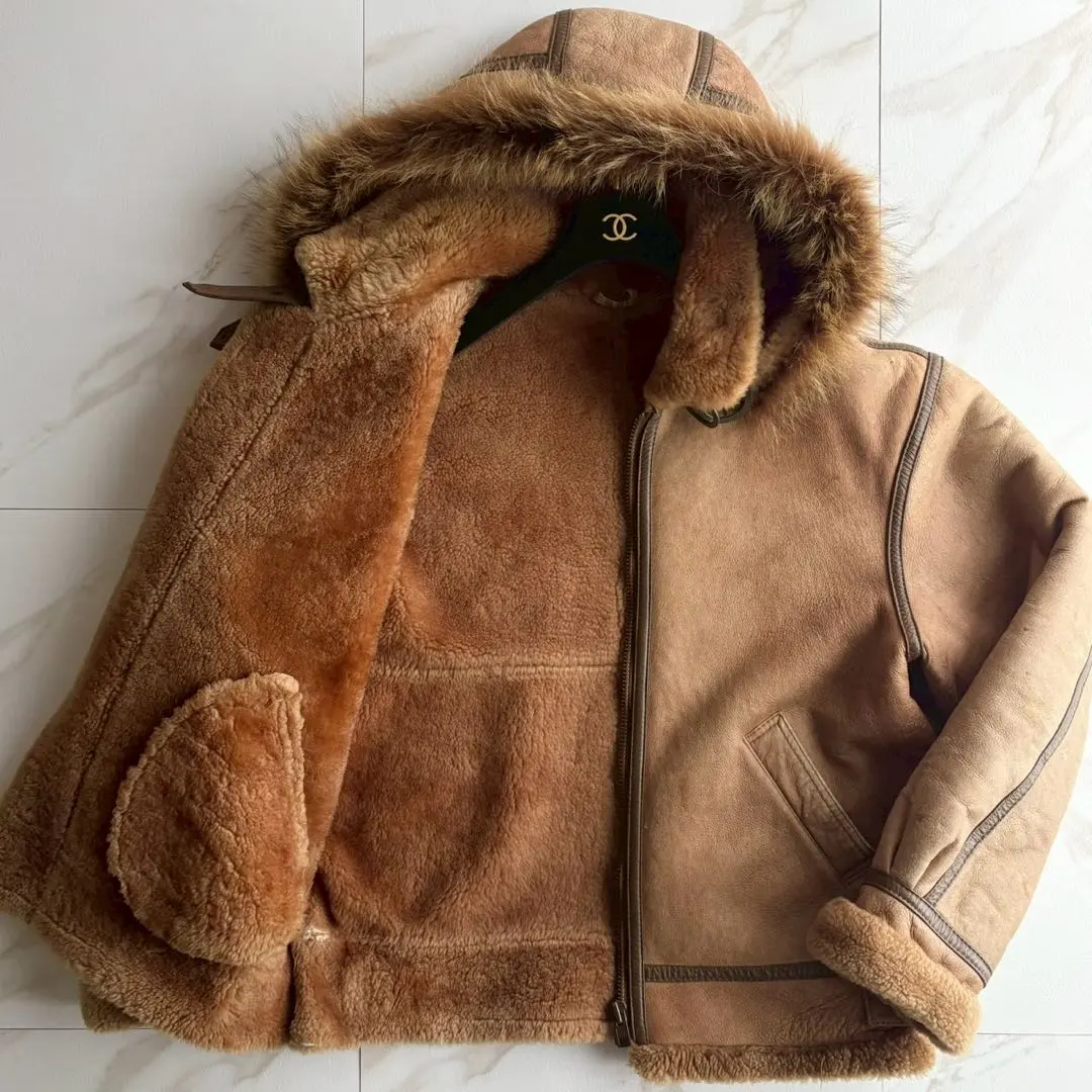 希少◆USA B-3 フード付き ムートン フライトジャケット 40 XL相当