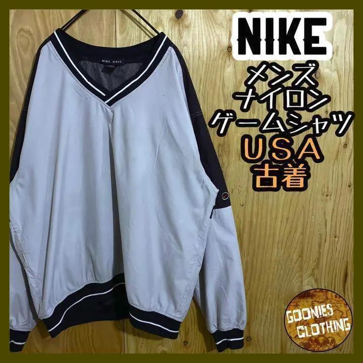 ナイキ ゲームシャツ USA古着 90s ナイロン ロゴ スウッシュ M ゴルフ