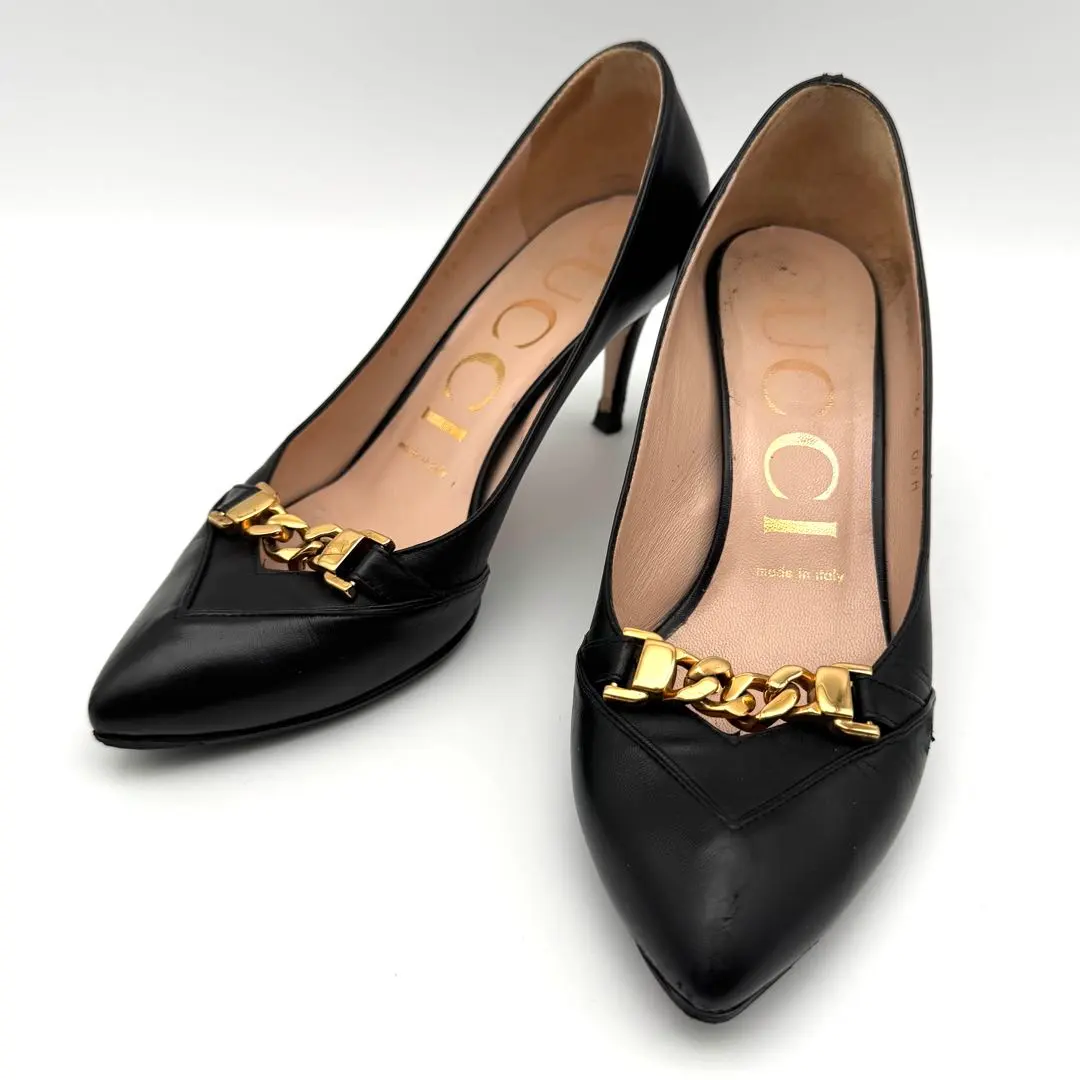 GUCCI グッチ　喜平チェーン　ハイヒール　パンプス　23センチ　645441