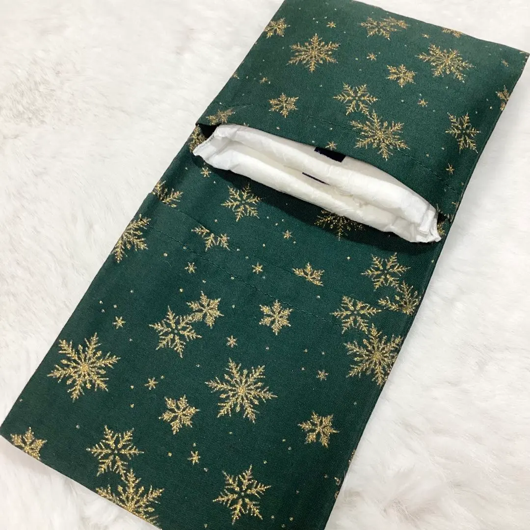 サニタリーケース 雪の結晶 深緑 グリーン ゴールド S6524