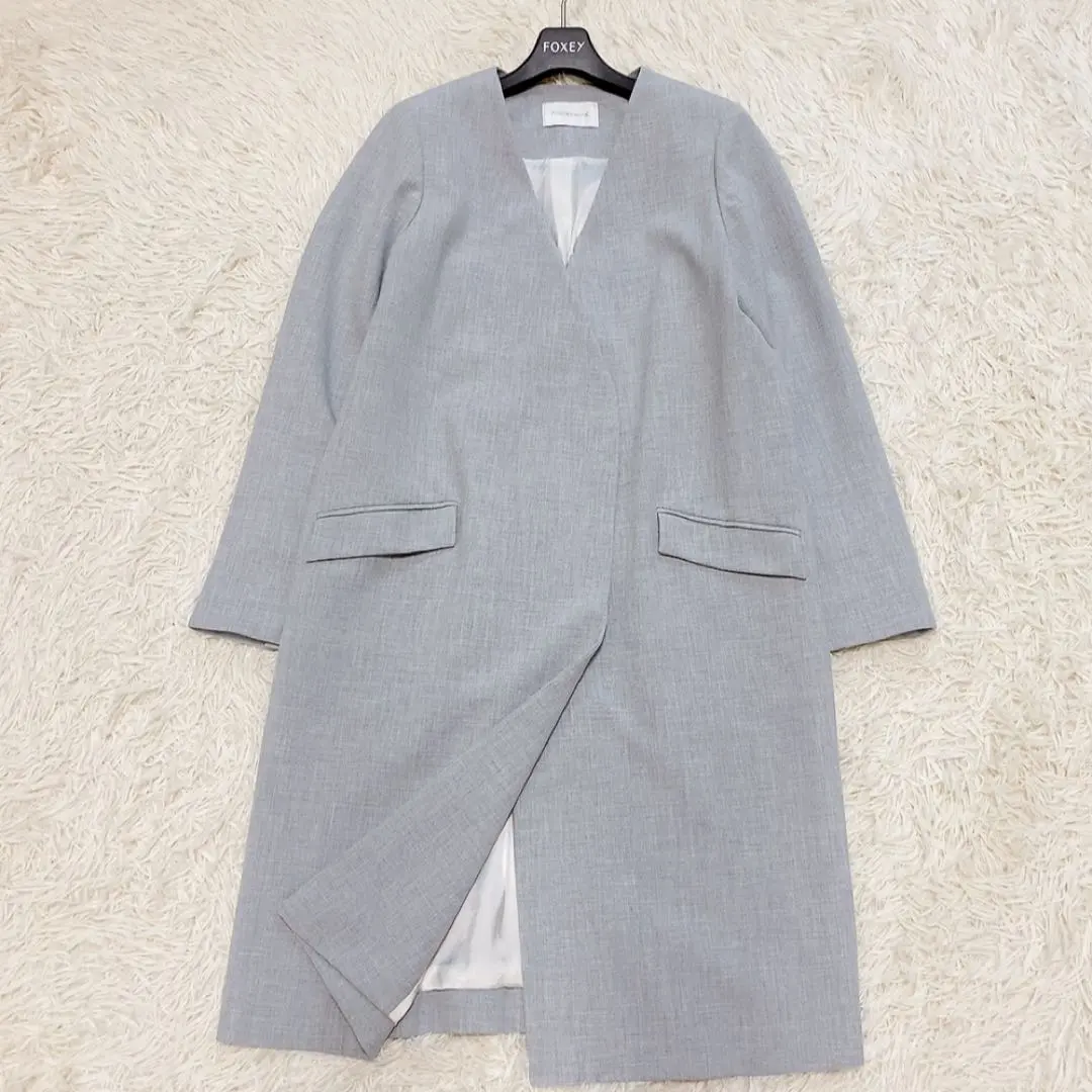 【美品】ピンキー&ダイアン 近年 スポンジダブルクロスノーカラーコート 定価4万