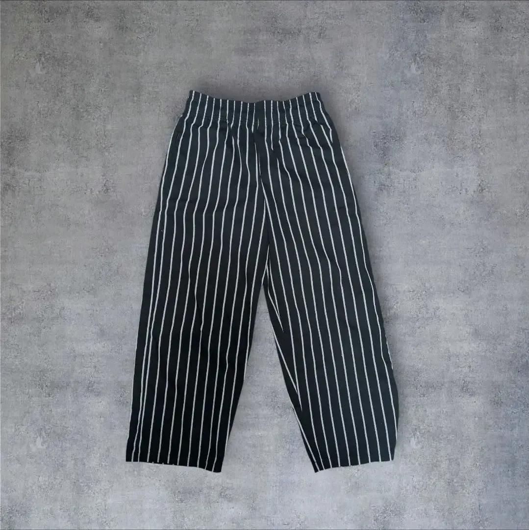 Cookman ブラック・ホワイトストライプ シェフパンツ