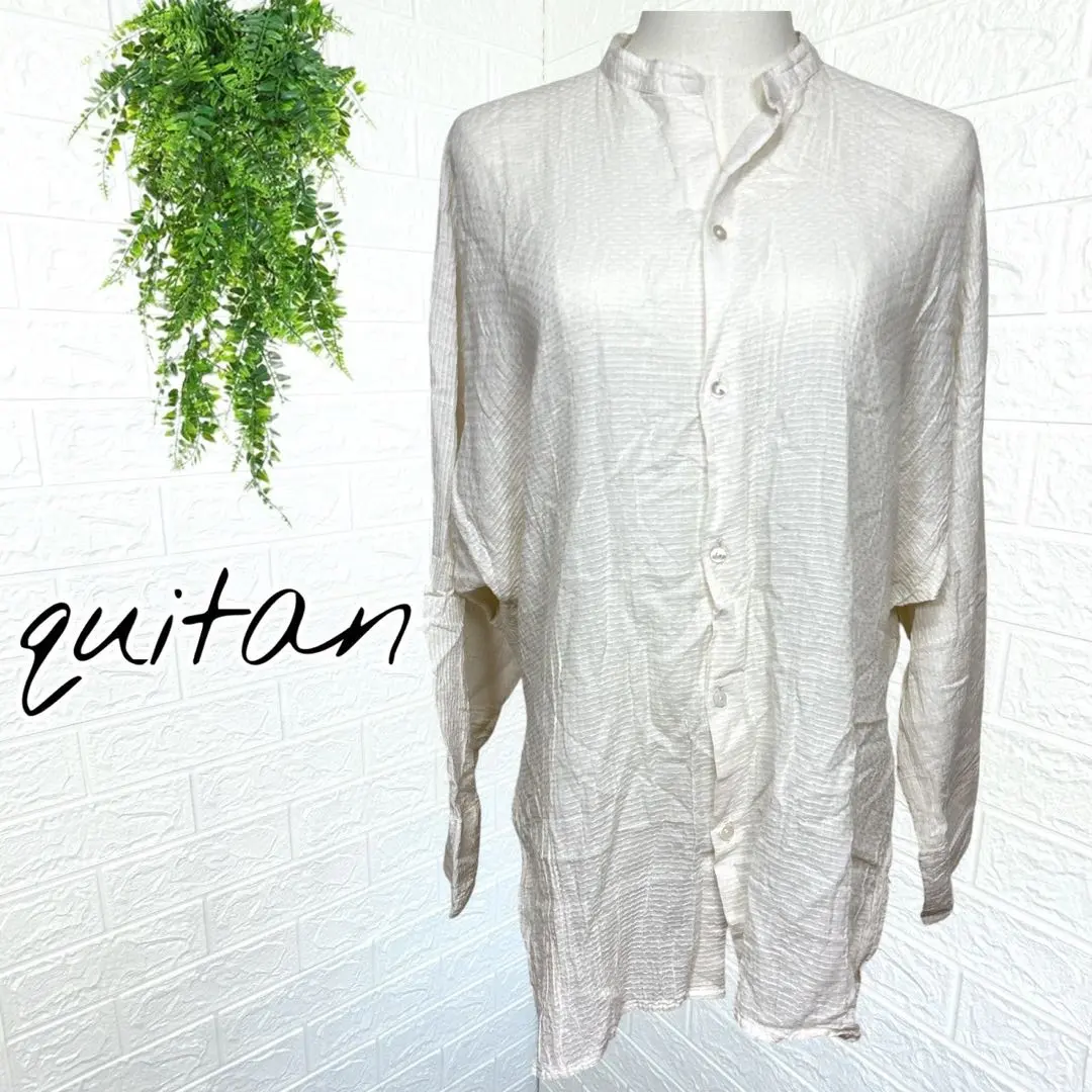 2794【quitan】美品 シャツ 長袖 ブラウス オフホワイト インド製 M
