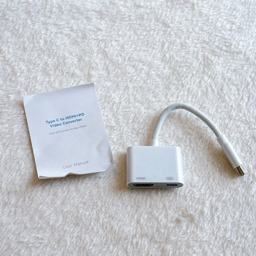 USB Type-C HDMI 変換アダプタ 2in1 ホワイト ミラーリング