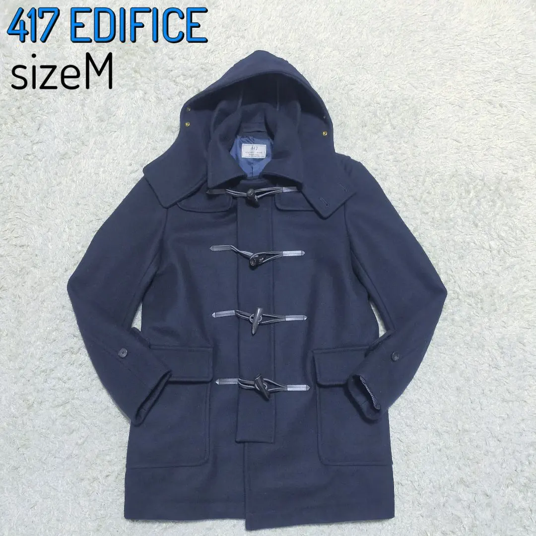 【極美品】417エディフィスEDIFICE・ダッフルコート・ミドル丈・ネイビーM