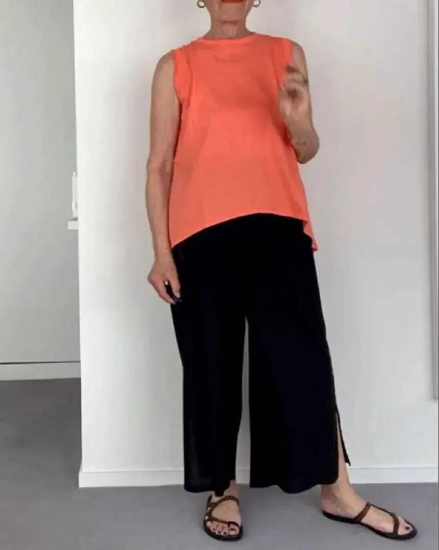 シャビージェンティール Ａライン バックカッティング ノースリーブＴシャツ