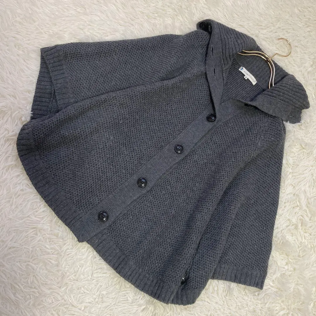 組曲 ニットポンチョ グレー 2 カジュアル ナチュラル 羽織り