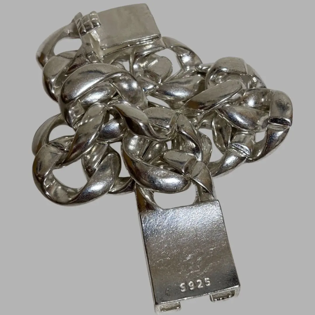 シルバー925製 ロック式チェーンブレスレット Silver925 刻印あり