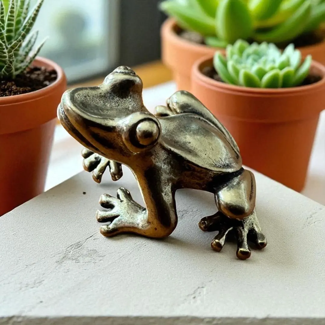 真鍮　カエル　置物　オブジェ　かわいい　インテリア　福
