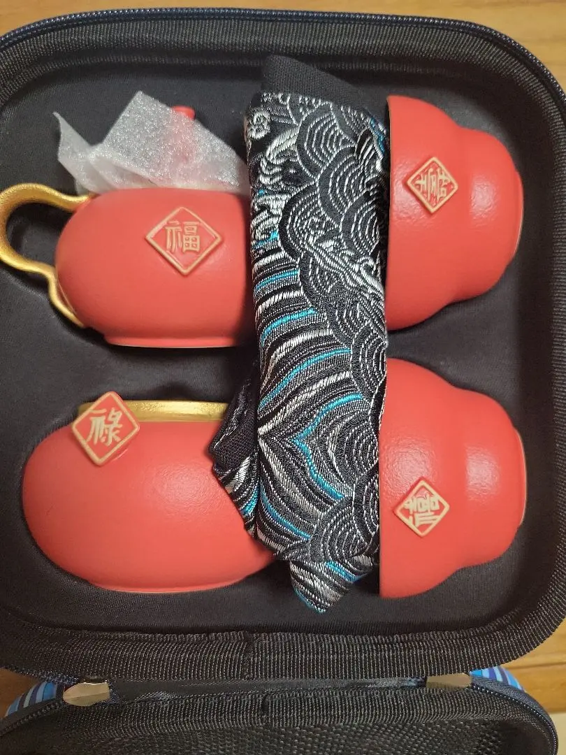 新品 故宮博物院 茶器セット 朱漆釉 福禄寿 ギフトボックス 中国限定