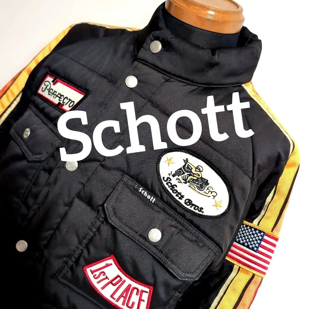 eu30 Schott パッチ付き 防寒ジャケット 黒 メンズM