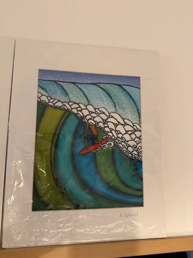 ヘザーブラウン☆絵画☆未使用！ サーフィンデザイン