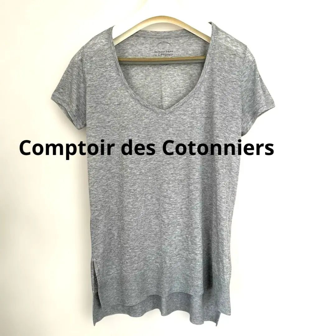 コントワー・デ・コトニエ カットソー グレー Vネック 半袖 Tシャツ　11号