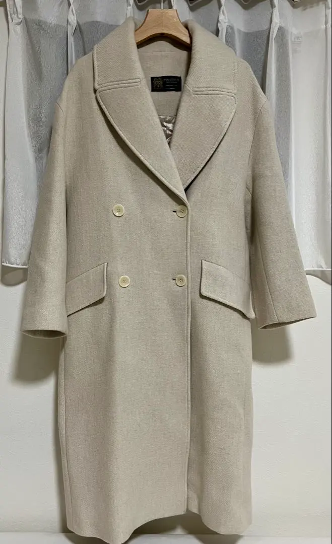ZARA マンテコ ショールカラー ダブルブレスドロングコート ベージュ