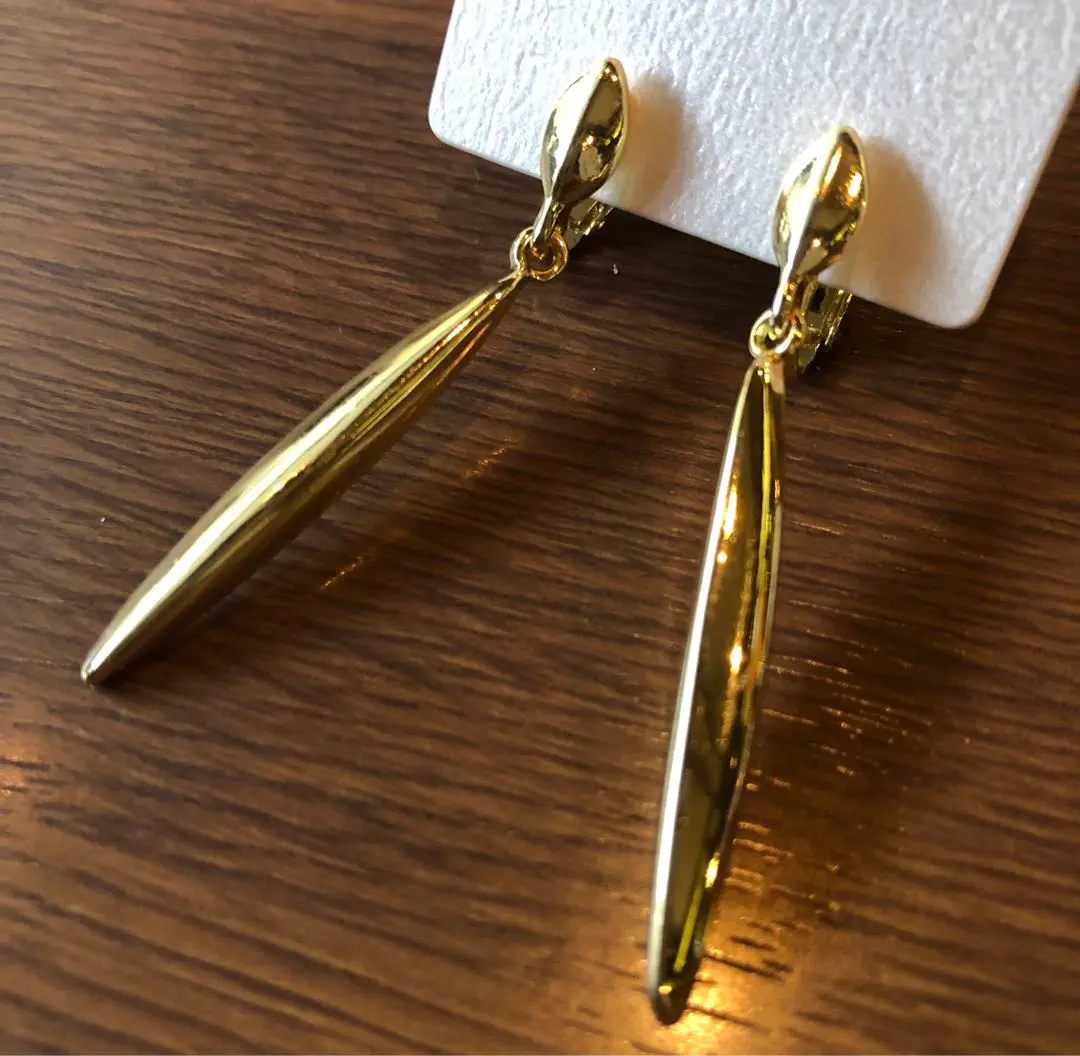 【No.708】上品アンティーク調ゴールドバー楕円イヤリング新品シンプルお洒落♡