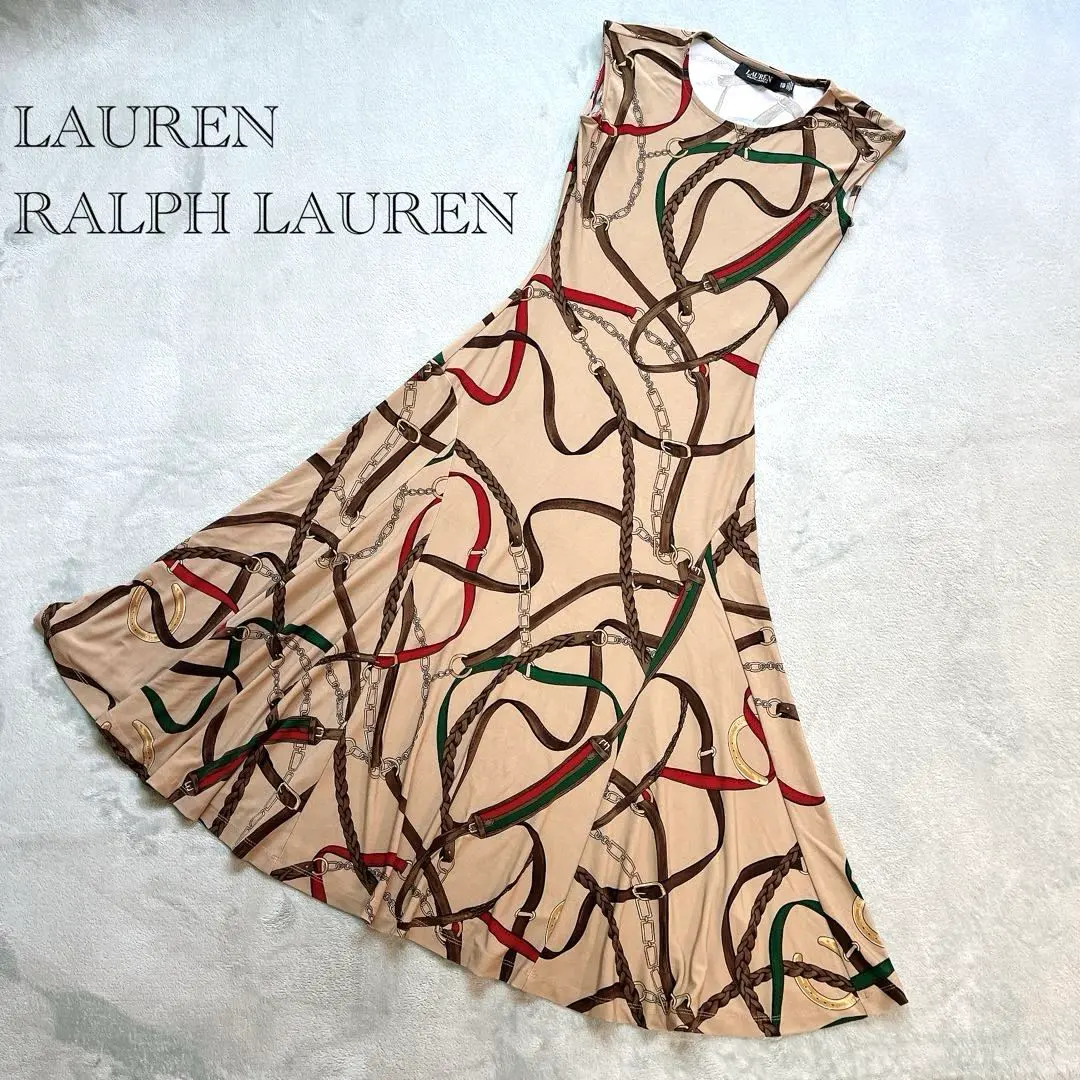 【LAUREN RALPH LAUREN】ロングワンピース XXS スカーフ柄
