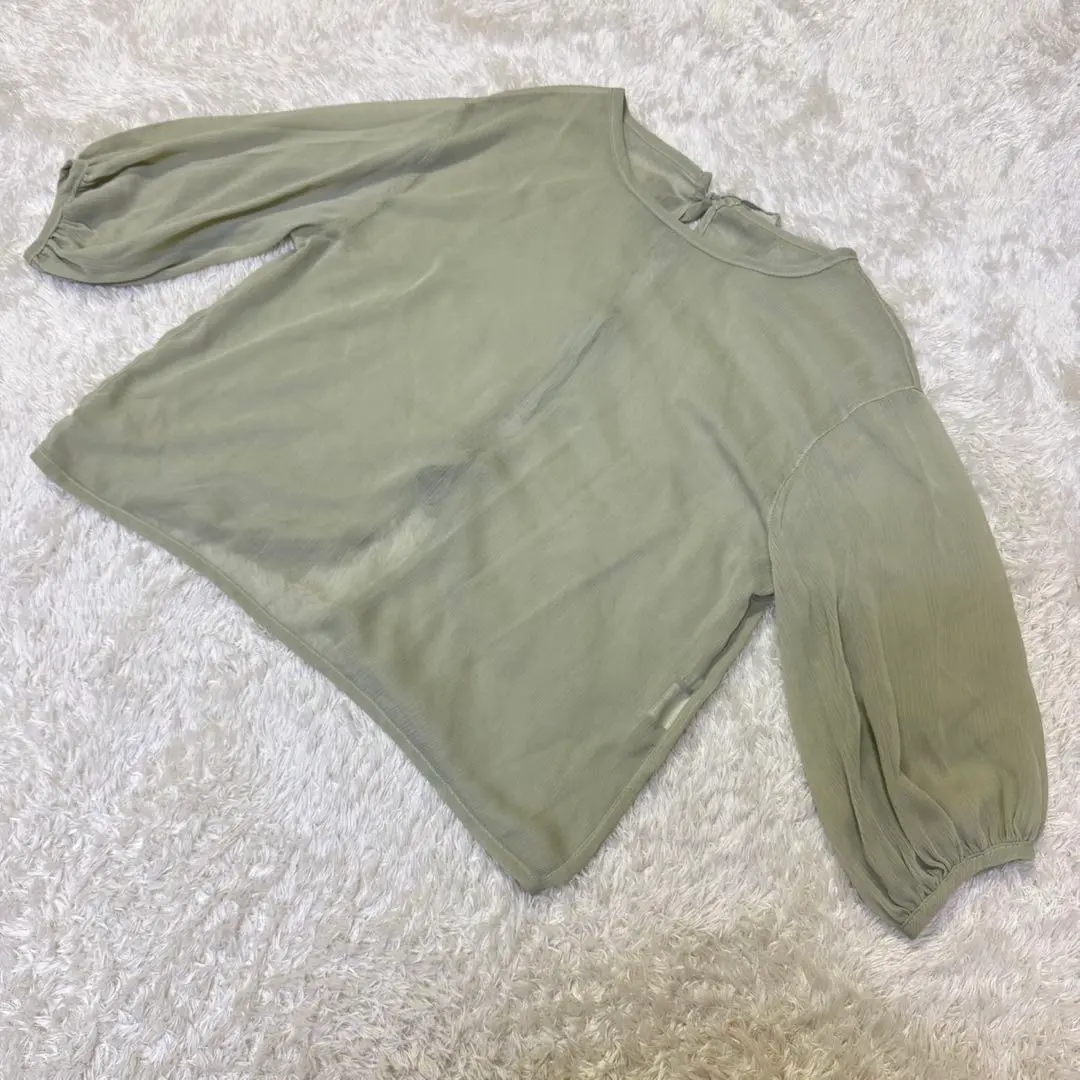 【Lutique】レディース M バックリボンブラウス くすみグリーン