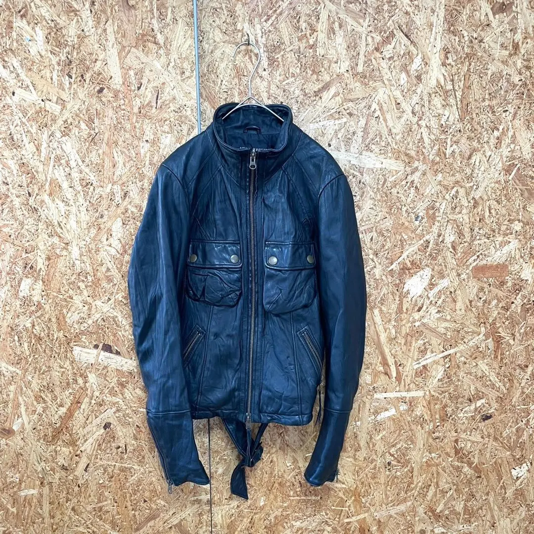 STRA RAGGIO ライダースジャケット ラム レザー 羊革 ブラック