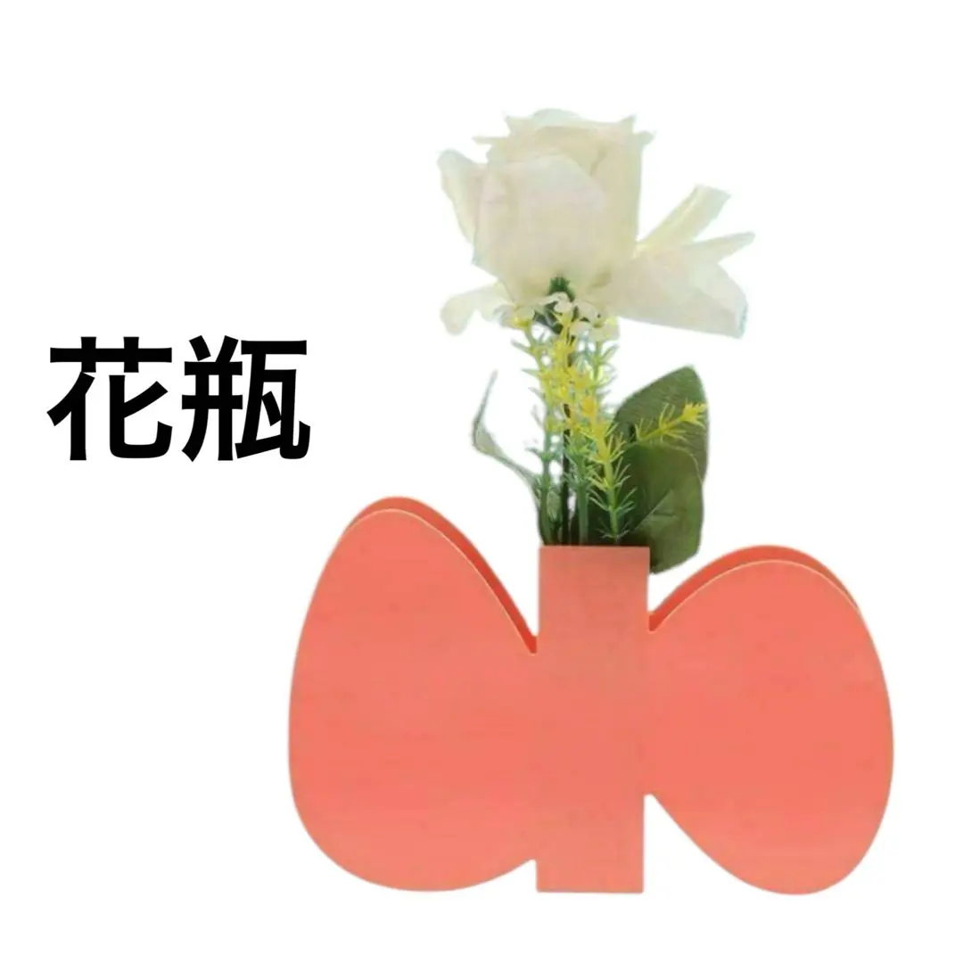 オレンジ　アクリル花瓶 花の入れ物 花の形の花瓶　リボン　花びん　かわいい
