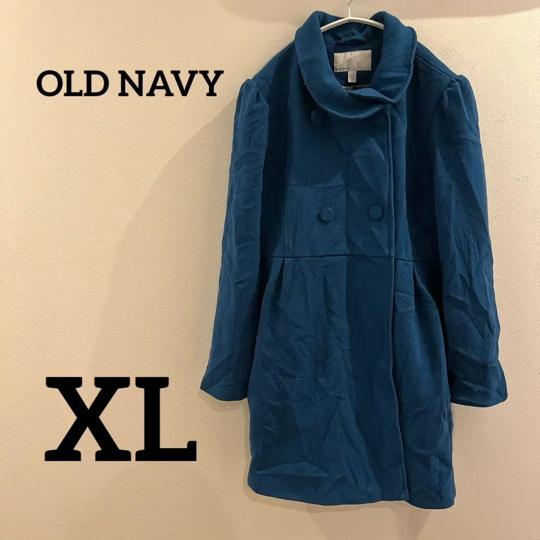 OLD NAVY【XL】ウールコート 青 ティール アウター コート 膝丈