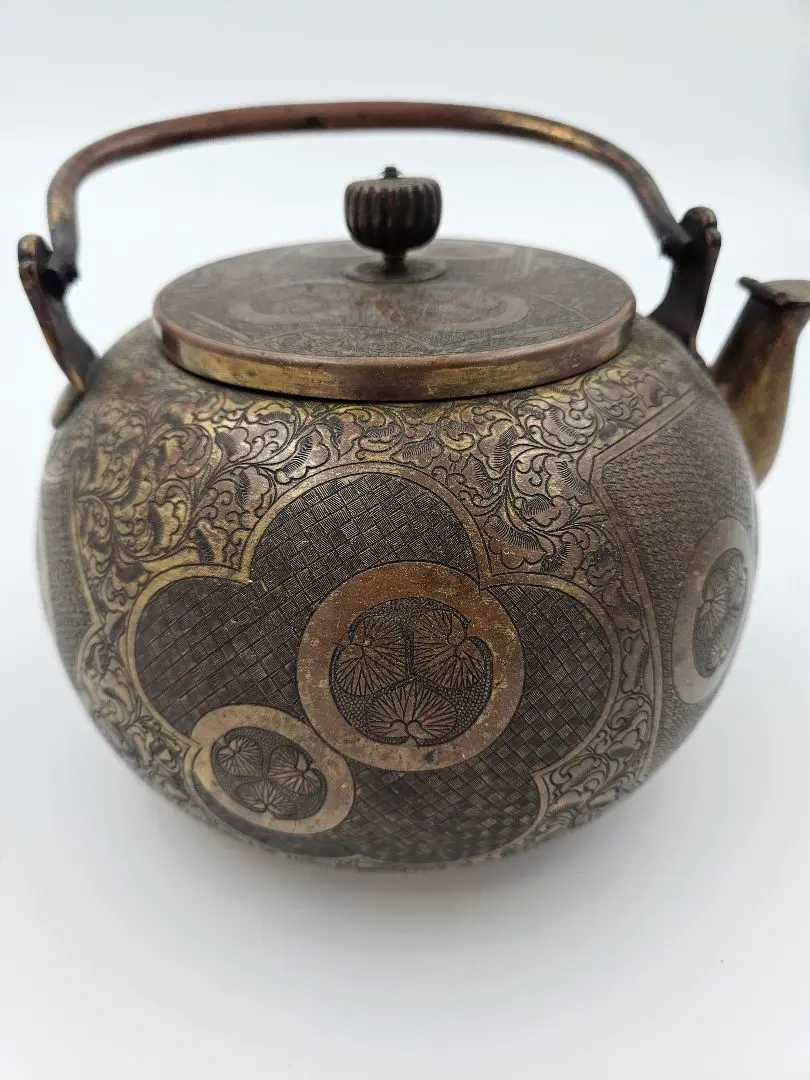 徳川家伝来 三つ葉葵紋 金銅薬缶 大名道具 煎茶道具 湯沸 時代物 骨董品