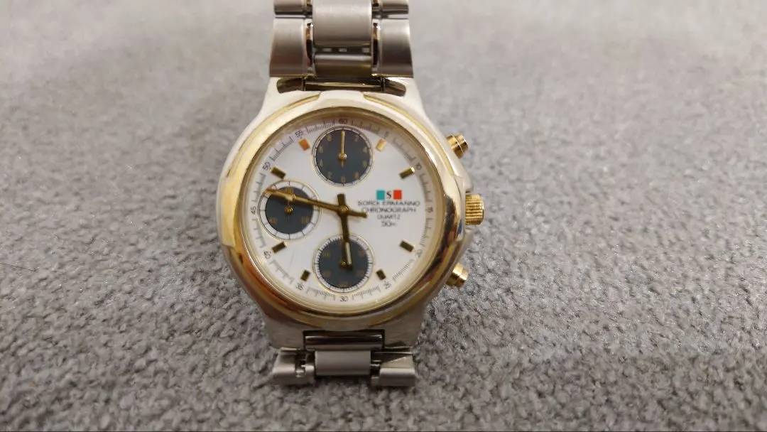 クォーツ腕時計 クロノグラフ ホワイト/ゴールド