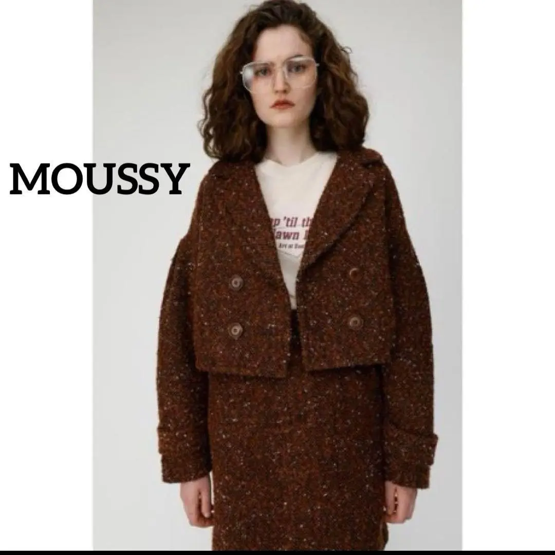 マウジー◇ツイードジャケット 短丈 クロップド オーバーサイズ アウター F