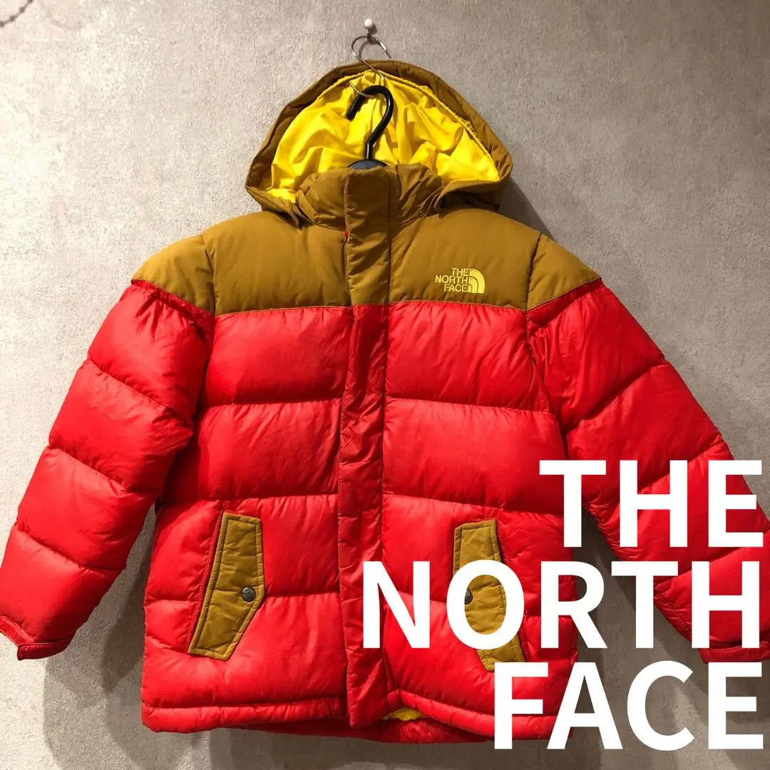 ノースフェイス　キッズ120 フード付きダウンコート 赤系　.228