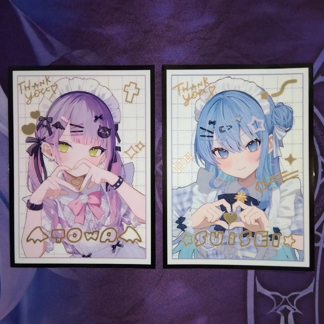 ホロライブ　スリーブ　星街すいせい　常闇トワ　2枚　単品　チェキ　指ハート　①