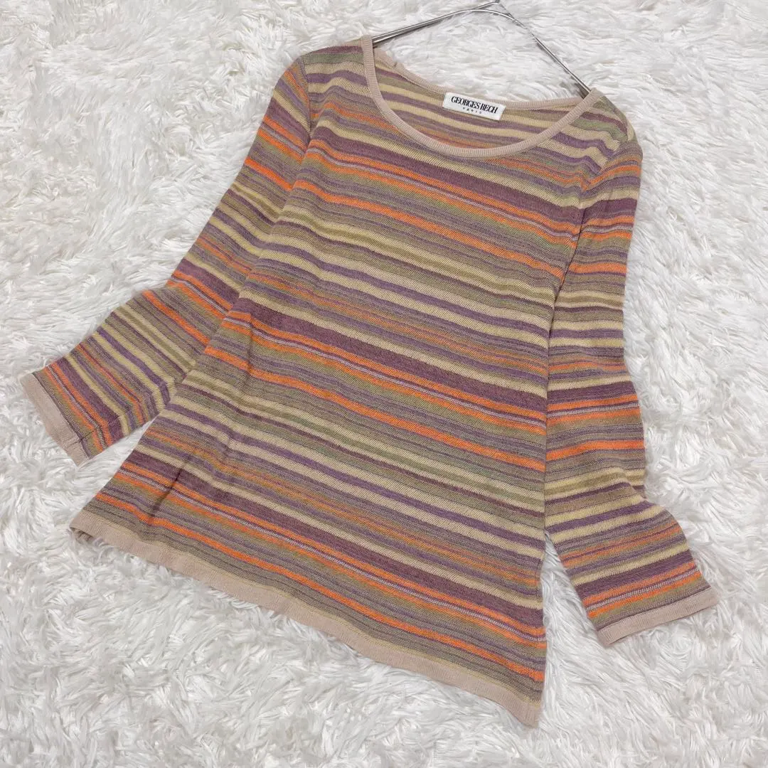 GEORGES RECH✨ マルチボーダーコットン100%七分袖トップス S