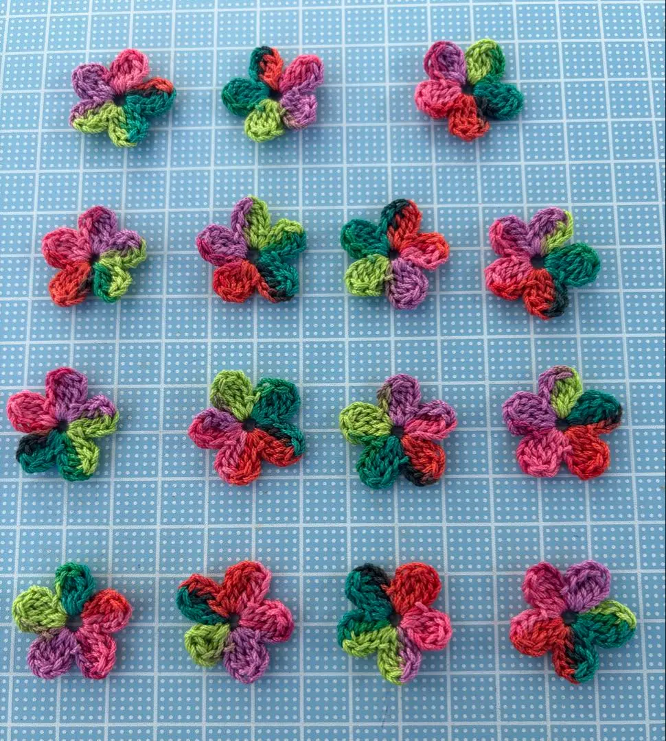 花モチーフレース編み15枚 カラフル