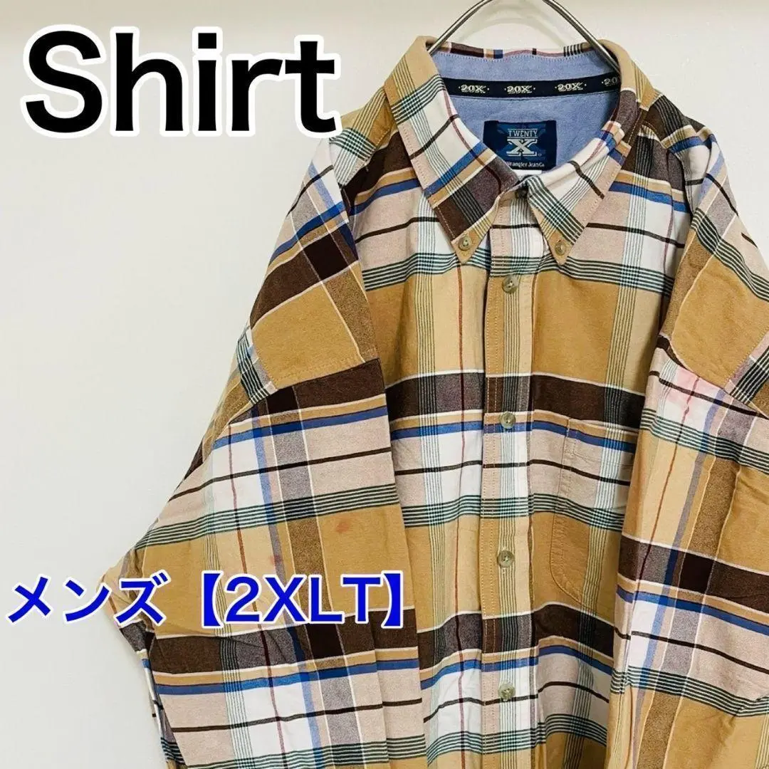 YU100【US輸入】長袖シャツ　ワイシャツ【メンズ2XLT】茶色他チェック柄