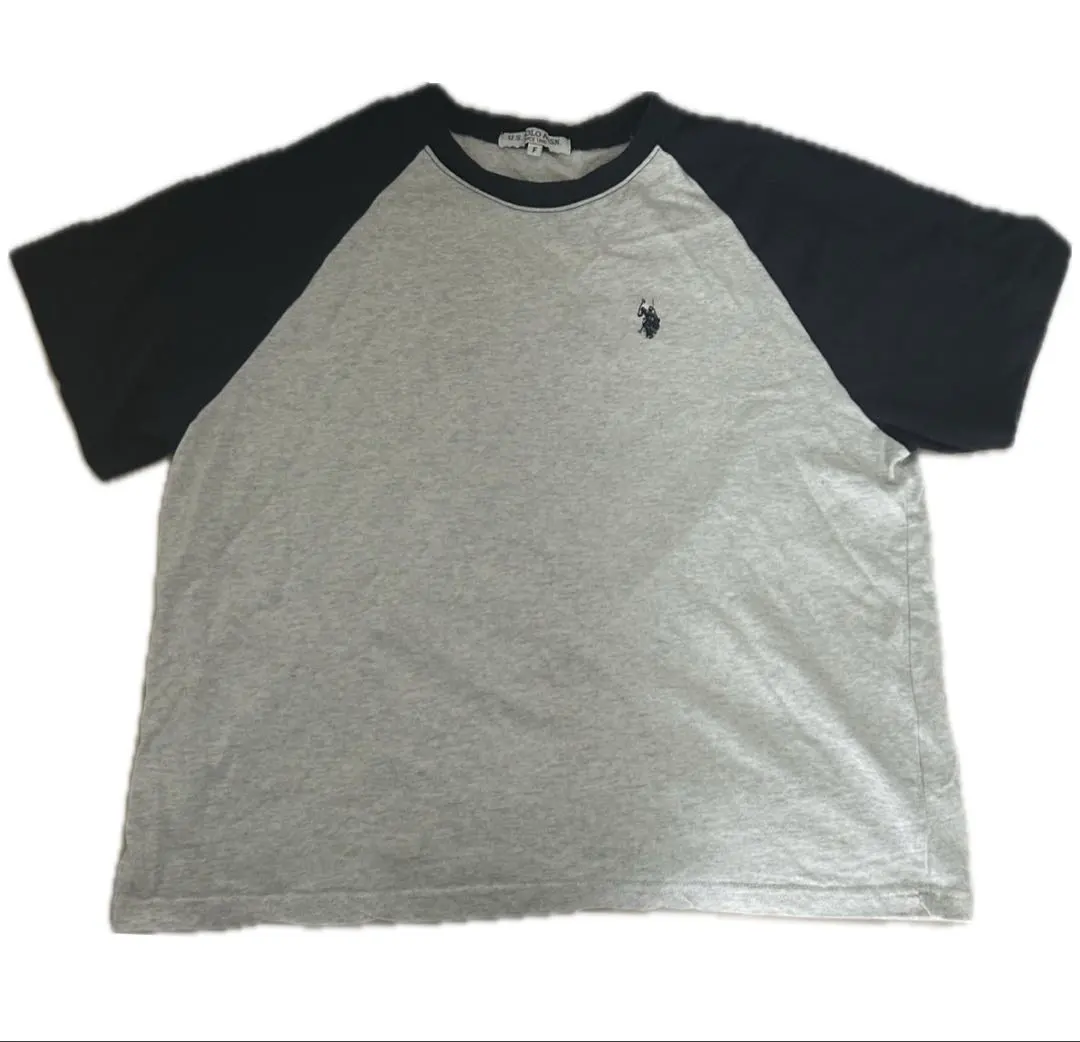 U.S.POLO ASSN ラグランTシャツ グレー/ネイビー
