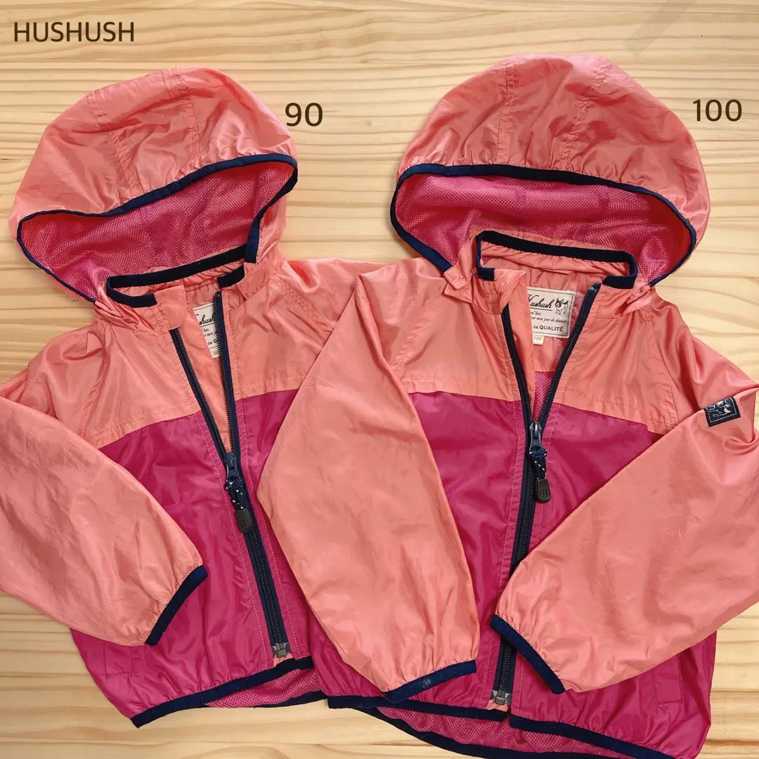 HUSHUSH ウィンドブレーカー　フード取り外し可能　90 100