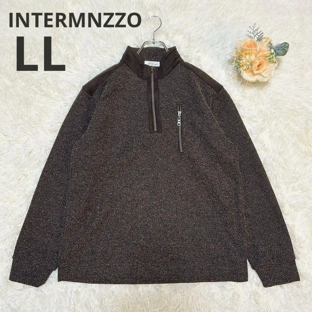 【インターメッツォ】裏起毛 ハーフジップ トレーナー スウェット ブラウン LL