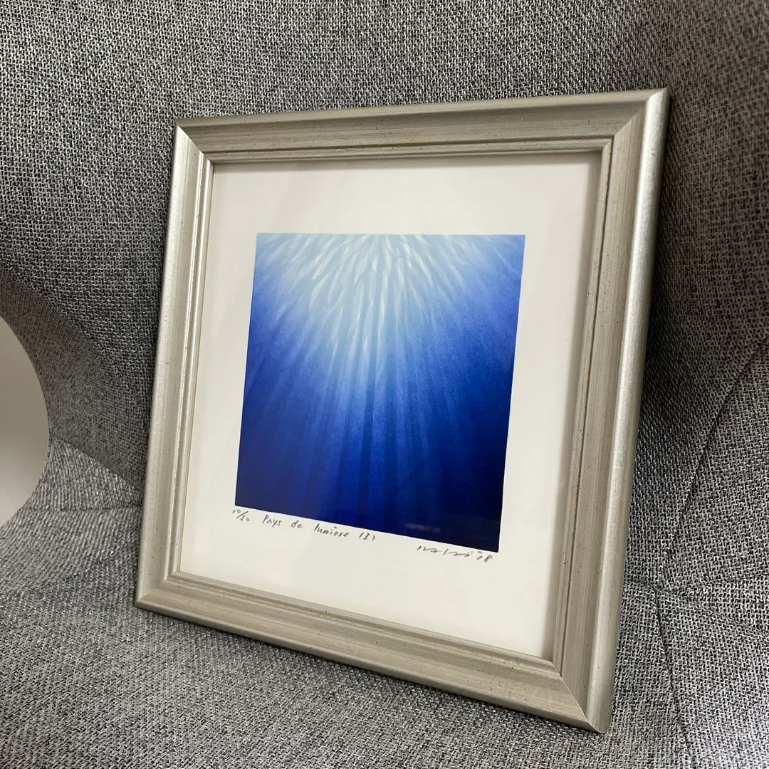 笠井正博　pays de lumiere (I) 版画　海　青　ブルー