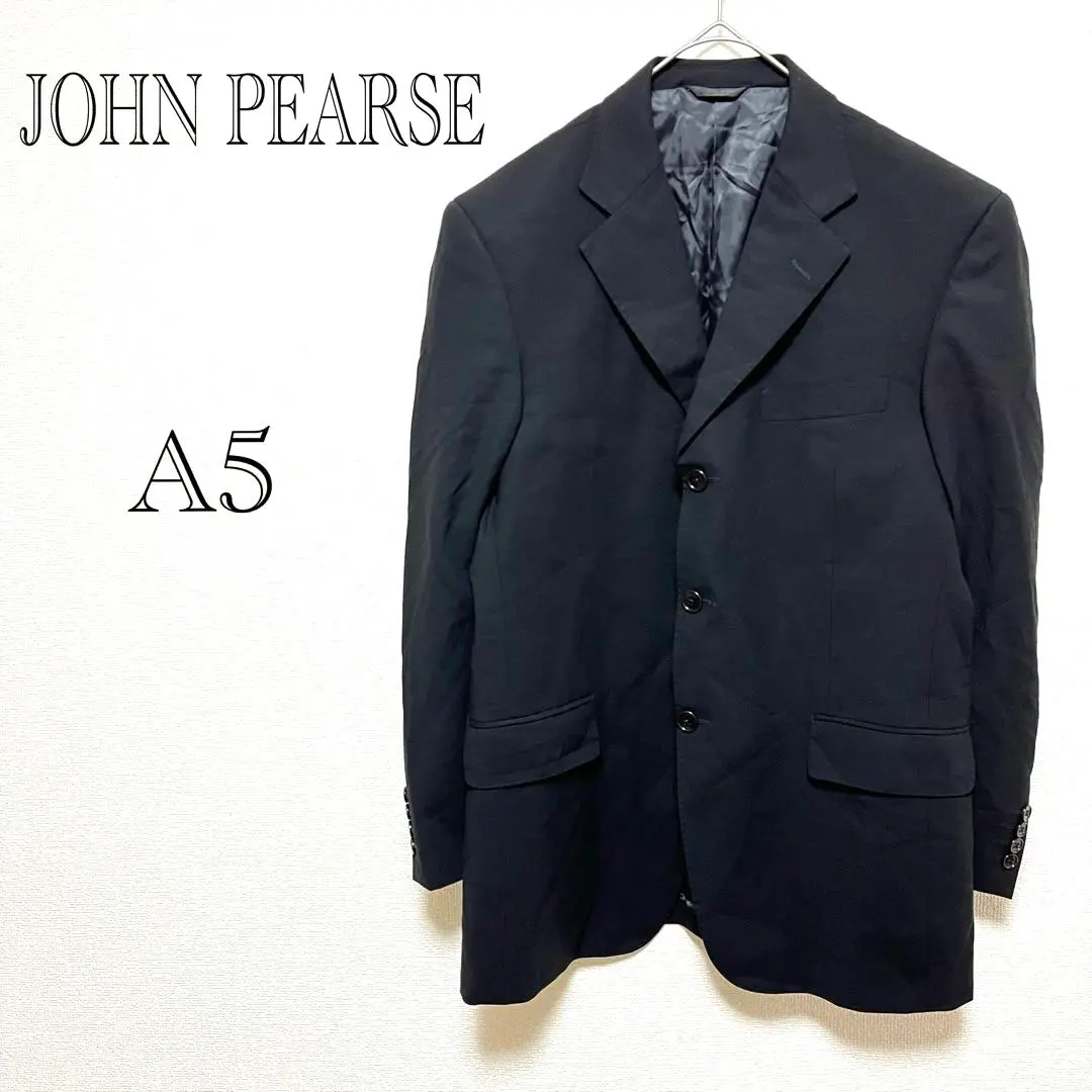 ジョンピアース JOHN PEARSE ノーカラージャケット 【A5】ウール 黒