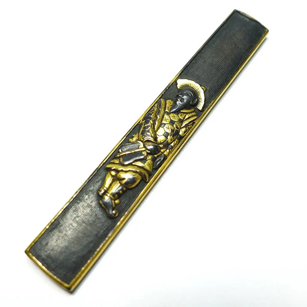 赤銅魚子地韃靼人図小柄　ラッタン人　高肉彫　毛彫　金色絵　裏哺金　時雨鑢　南蛮人