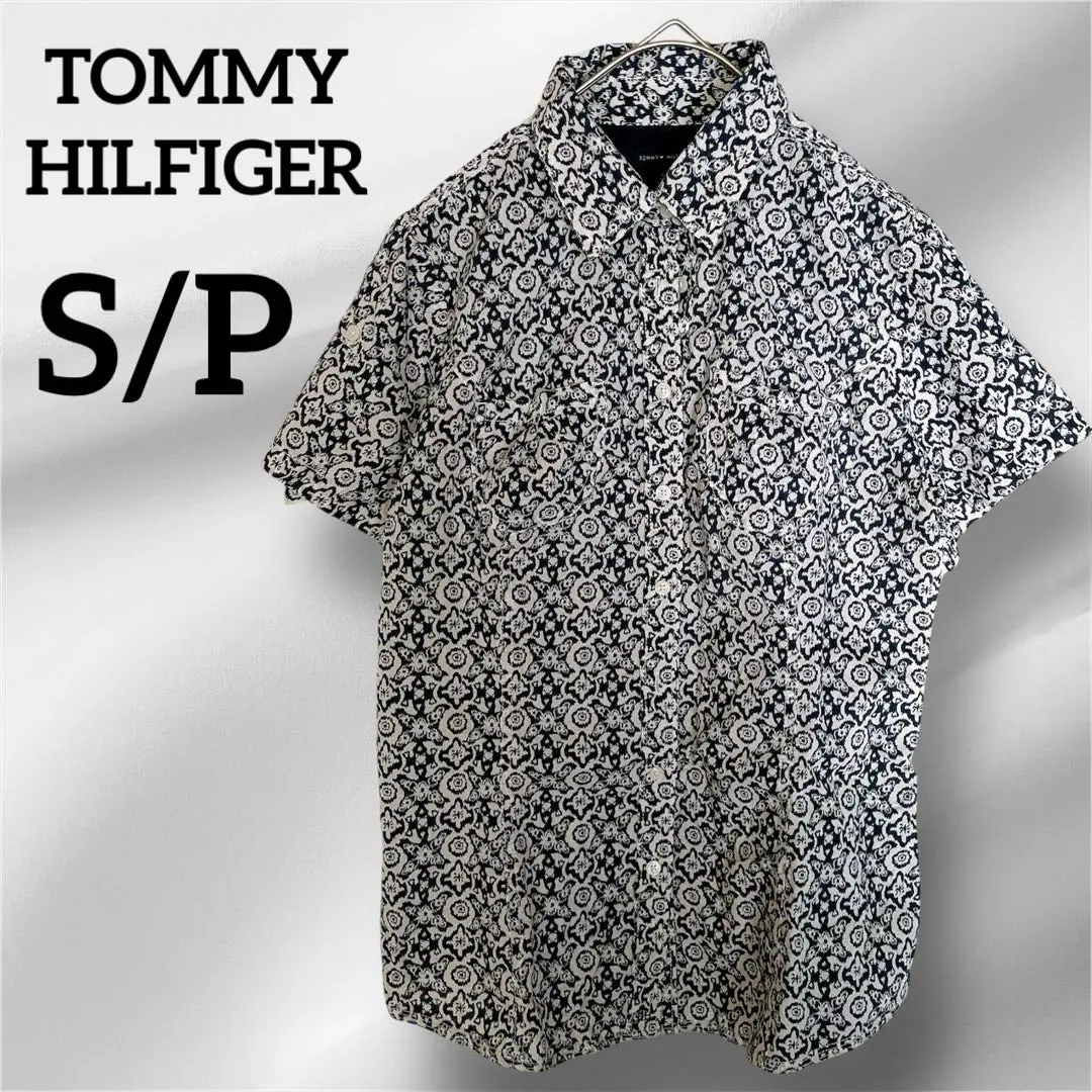 美品 TOMMY HILFIGER 半袖シャツ 【S】ネイビー 花柄 トップス