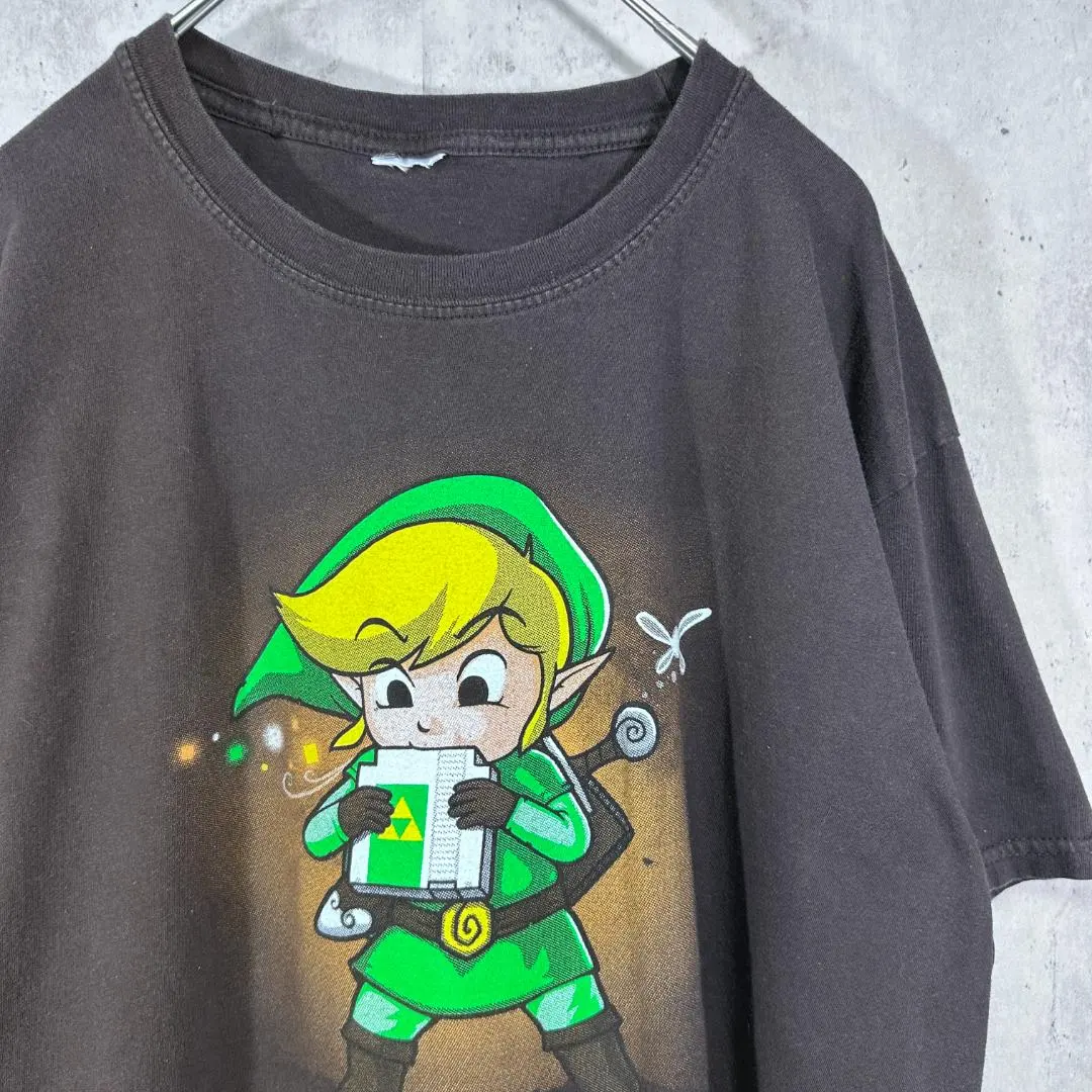 ゼルダの伝説 トゥーンリンク 古着 Tシャツ Lサイズ相当 ダークブラウン