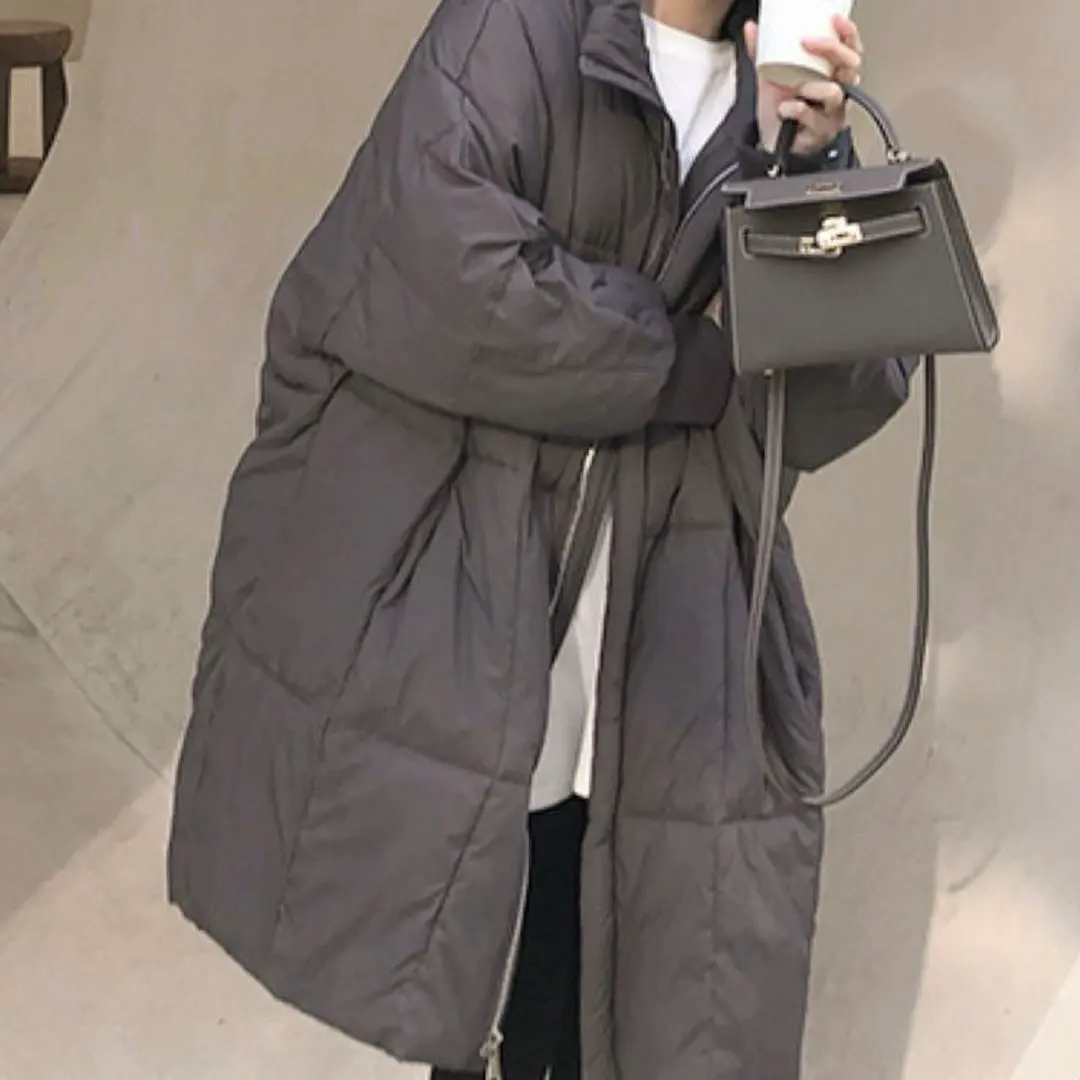 中綿　ロングコート　グレー